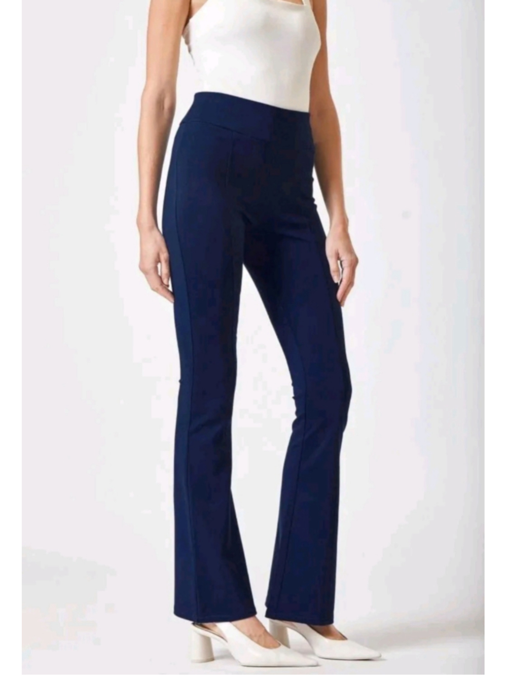 Women's Dear Scarlett Navy Blue High-Waisted Flare Pants Plus Size 2X